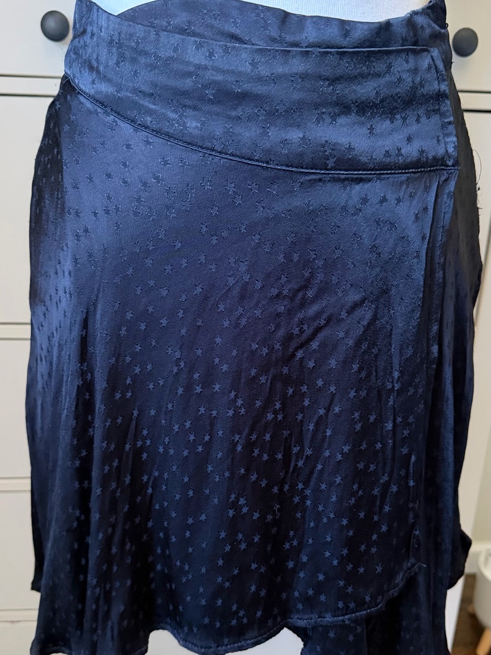 Free People Black Satin Flowy A-Line Skirt 6